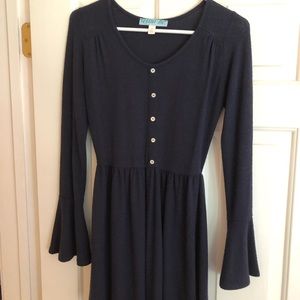 Francesca's Navy Blue Long Sleeve Dress